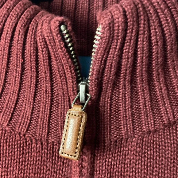 POLO BY RALPH LAUREN MENS SIZE LARGE 100% COTTON 3/4 ZIP SWEATER WINE COLOR EUC - Picture 5 of 14